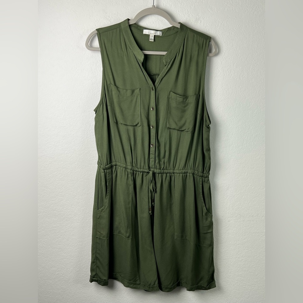 Fourteenth Place Olive Green Rayon Romper
